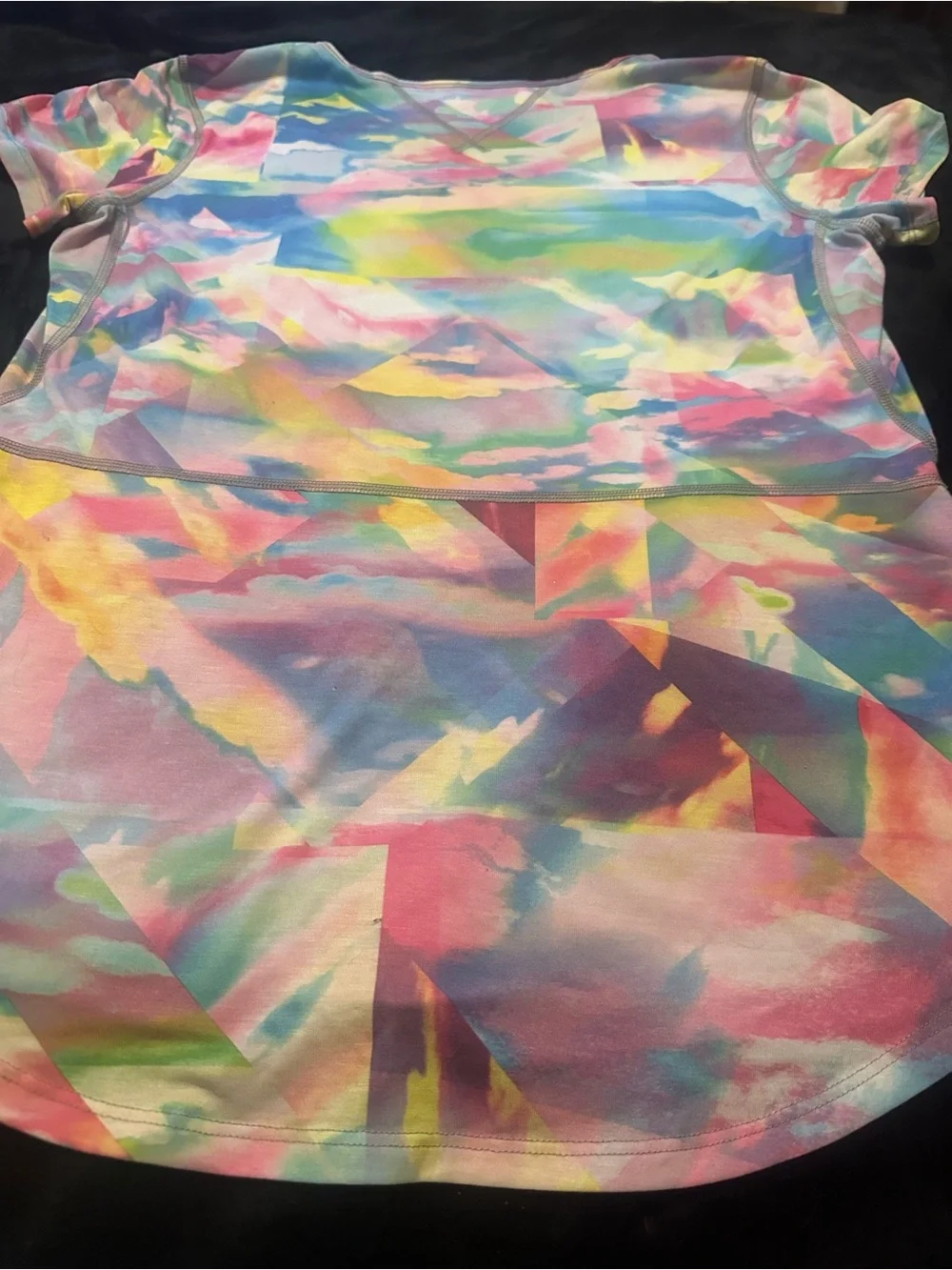 LUCY Brand  Multicolor Pastel Tie-Dye Crewneck Comfy Tee LARGE